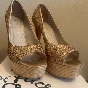 Alice and Olivia Peep toe crystal heels